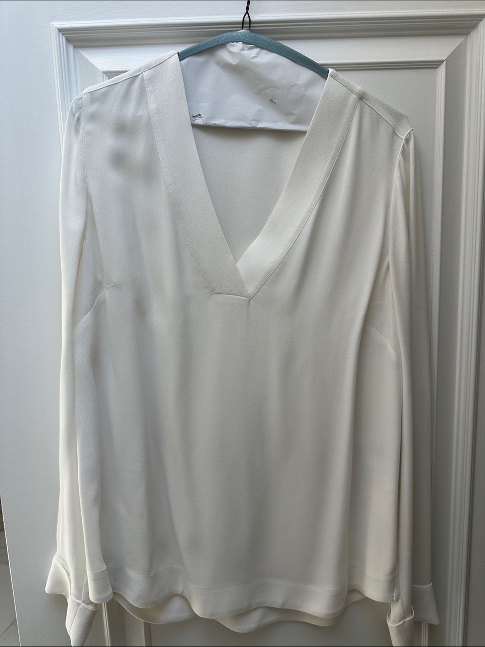 Iris & Ink Classic White V-Neck Women's Top